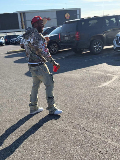 TaylorMoore  Over sized drop shoulder Camo hoodie